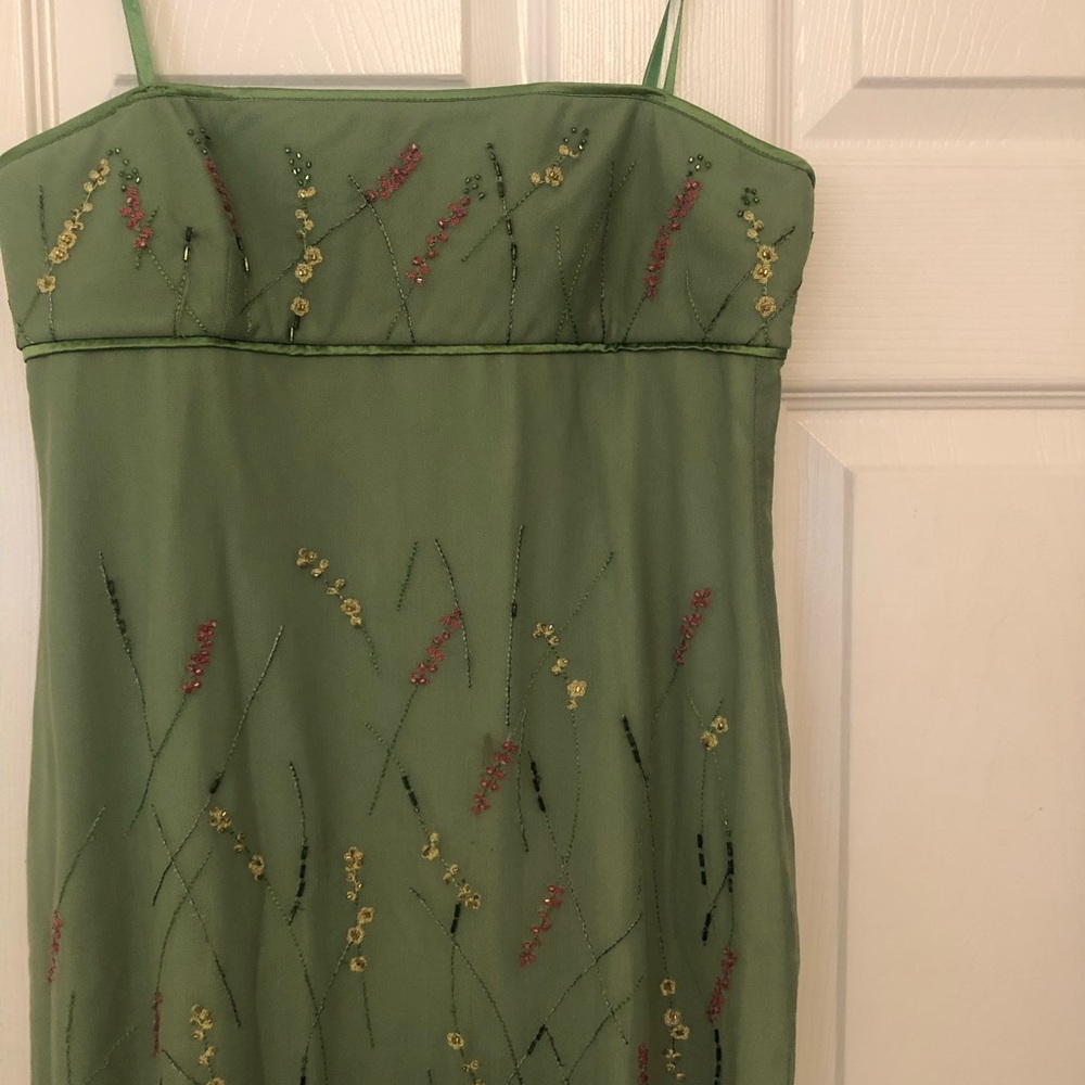 BCBG Max Azria Green sheer beaded Dress size M